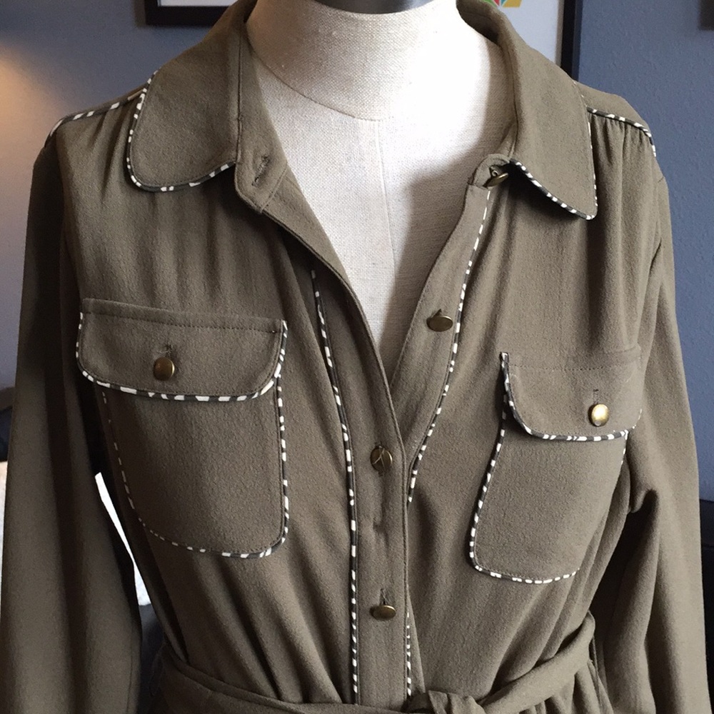 Long sleeved belted dress